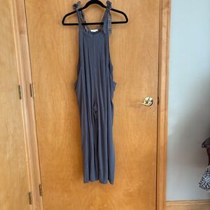 Annie Wear LA Women's Jumpsuit Casual Tie Strap Gray Plax Viscose‎ Blend Size L